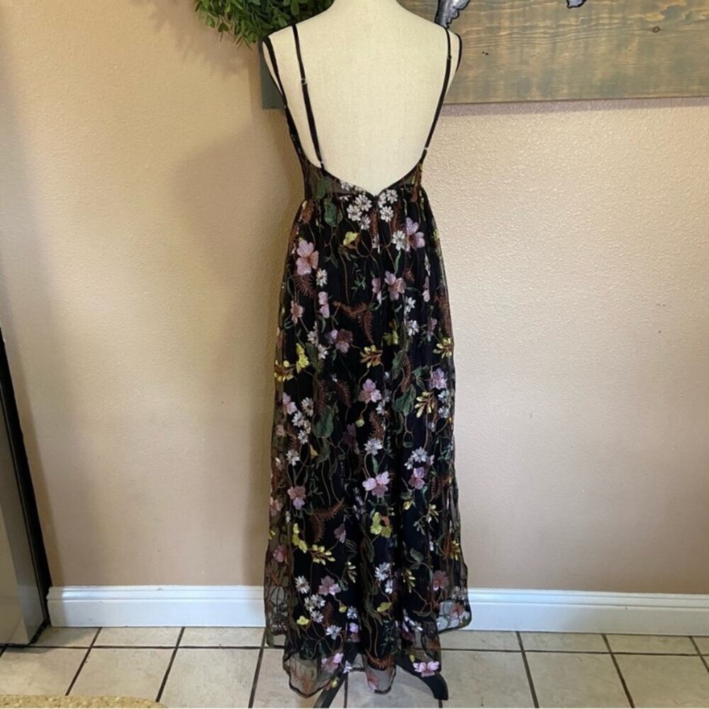 NWOT Lulus Radiant Fantasy Black Floral Embroidered Tulle Maxi Dress - Picture 8 of 10